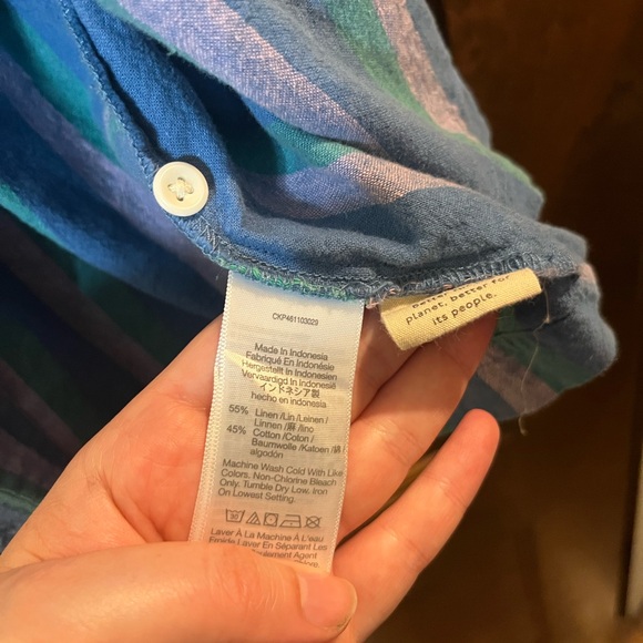 Madewell Women's Beachside Linen Blend Striped Button Down Shirt EUC - Picture 3 of 8